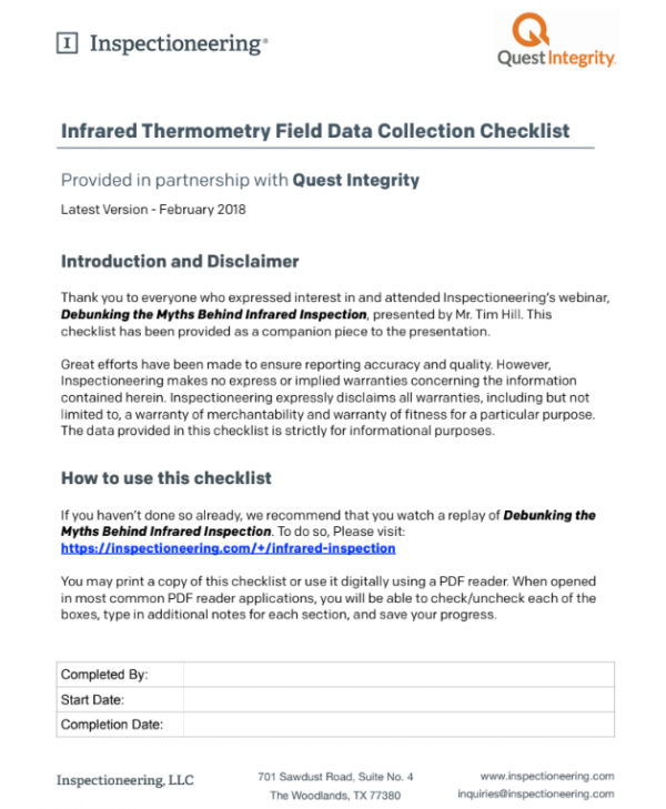 IR Thermometry Field Data Collection Checklist