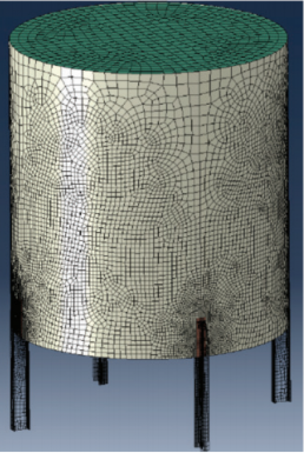Advanced Buckling Analysis of a Reactor Tank Supported by Four Legs