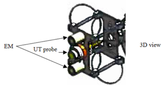 Figure 7b. The ultrasonic probe and Ems with the articulating joint design.