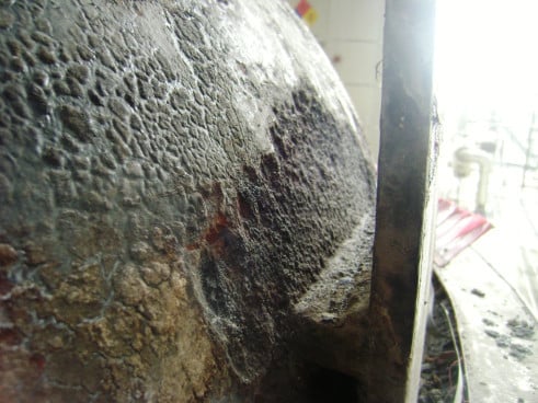 Close-up of CUI after insulation removal
