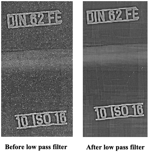 Figure 1. Effect of low pass (median) filter in digital radiograph taken in IP.