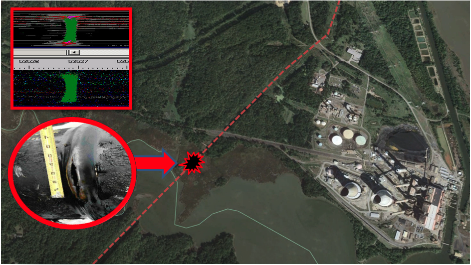 Figure 1. Location of the 2000 failure from buckle misinterpreted as tee piece near Chalk Point, Maryland.