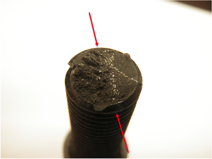 Figure 1. Failed bolt off of an instrumentation football flange.